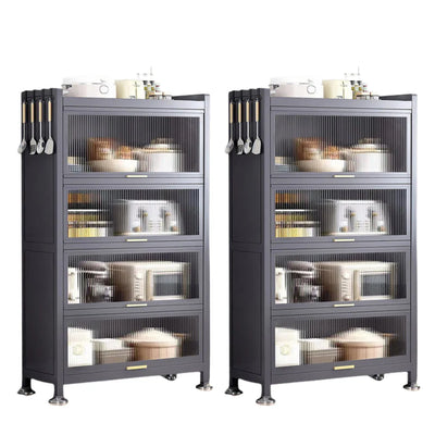 Armario FlexHome de acero negro grafito con puertas de vidrio